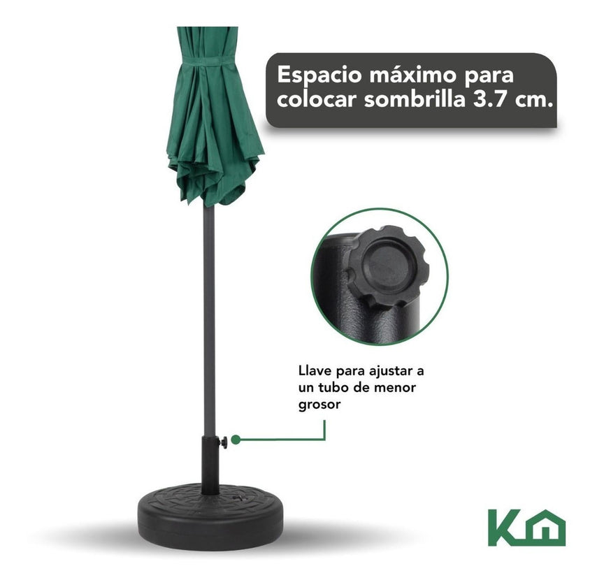 Sombrilla Jardin 2.70 metros Angulo Inclinacion + Base RellenableCOMBO - KH - 73