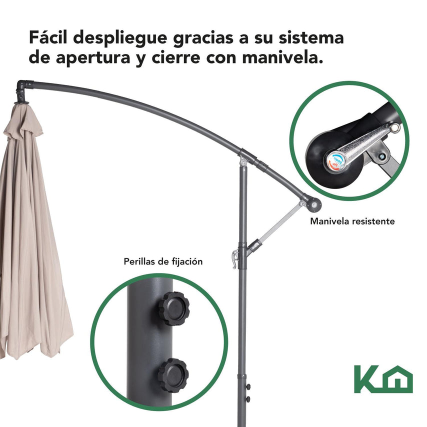 Sombrilla Para Jardin 3m Con Base Para Sombrilla RellenableCOMBO - KH - 109