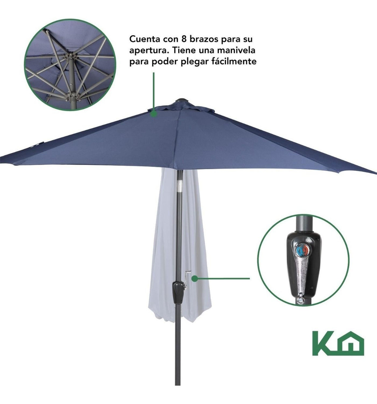 Sombrilla Para Jardin Playa Con Angulo Inclinacion 2 Piezas