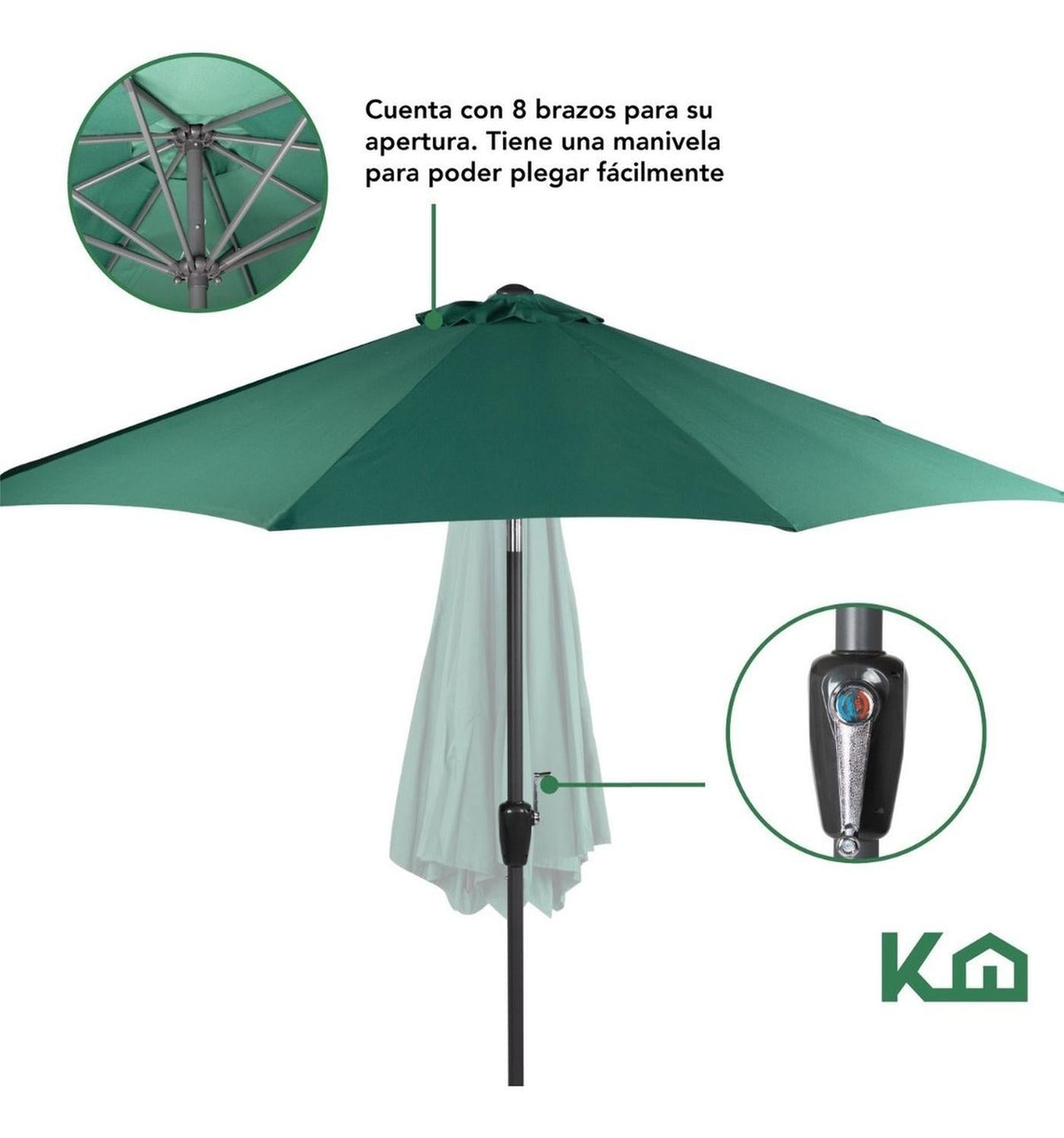 Sombrilla Para Jardin Playa Con Angulo Inclinacion 2 Piezas