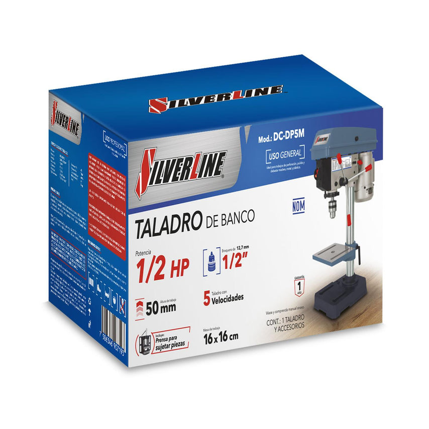 Taladro De Banco Para Metal Y Madera 5 Vel 1/2HP SilverlineDC - DP5M - SIL