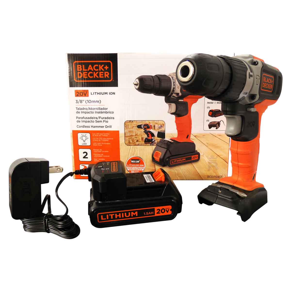 Taladro Rotomartillo 20V 2 Velocidades ION Litio BCD704C1 Black And Decker