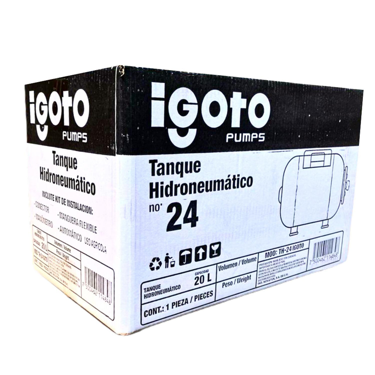 Tanque Para Hidroneumatico Horizontal 24 Litros Igoto