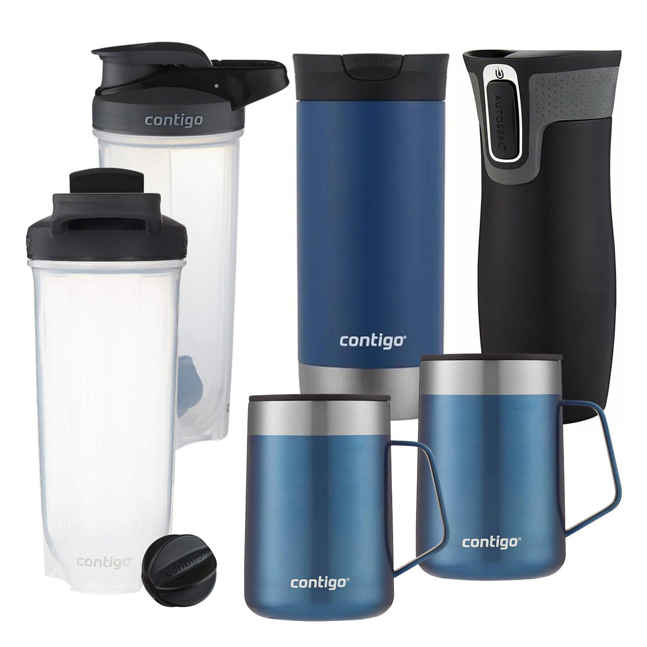 Termo 473 Ml Contigo + Taza Termica con Tapa + Shaker 6 Piezas