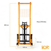 Transpaleta Hidraulica Con Montacargas Cap. 1 Tonelada Altura 1.6 metros Manual KX - SDCG10 Kingsman300058