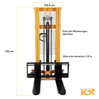 Transpaleta Hidraulica Con Montacargas Cap. 2 Ton Altura 2.5 metros Manual KX - SDCG20 Kingsman300059