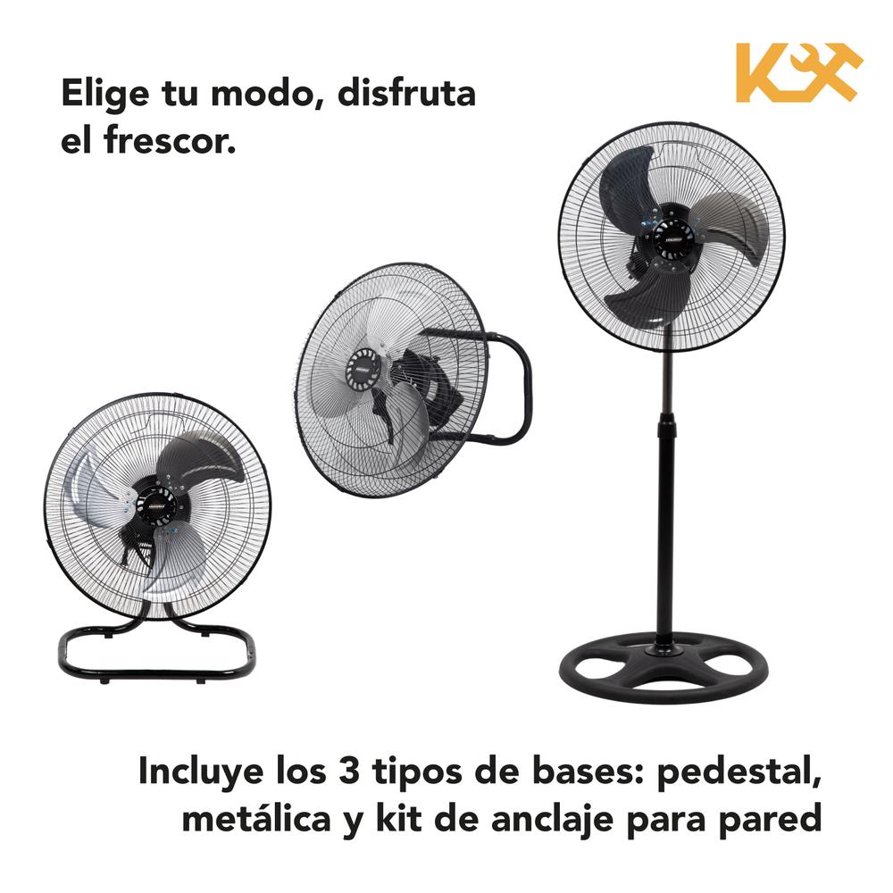 Ventilador 3 en 1 De Pared Piso y Pedestal 3 Aspas Aluminio