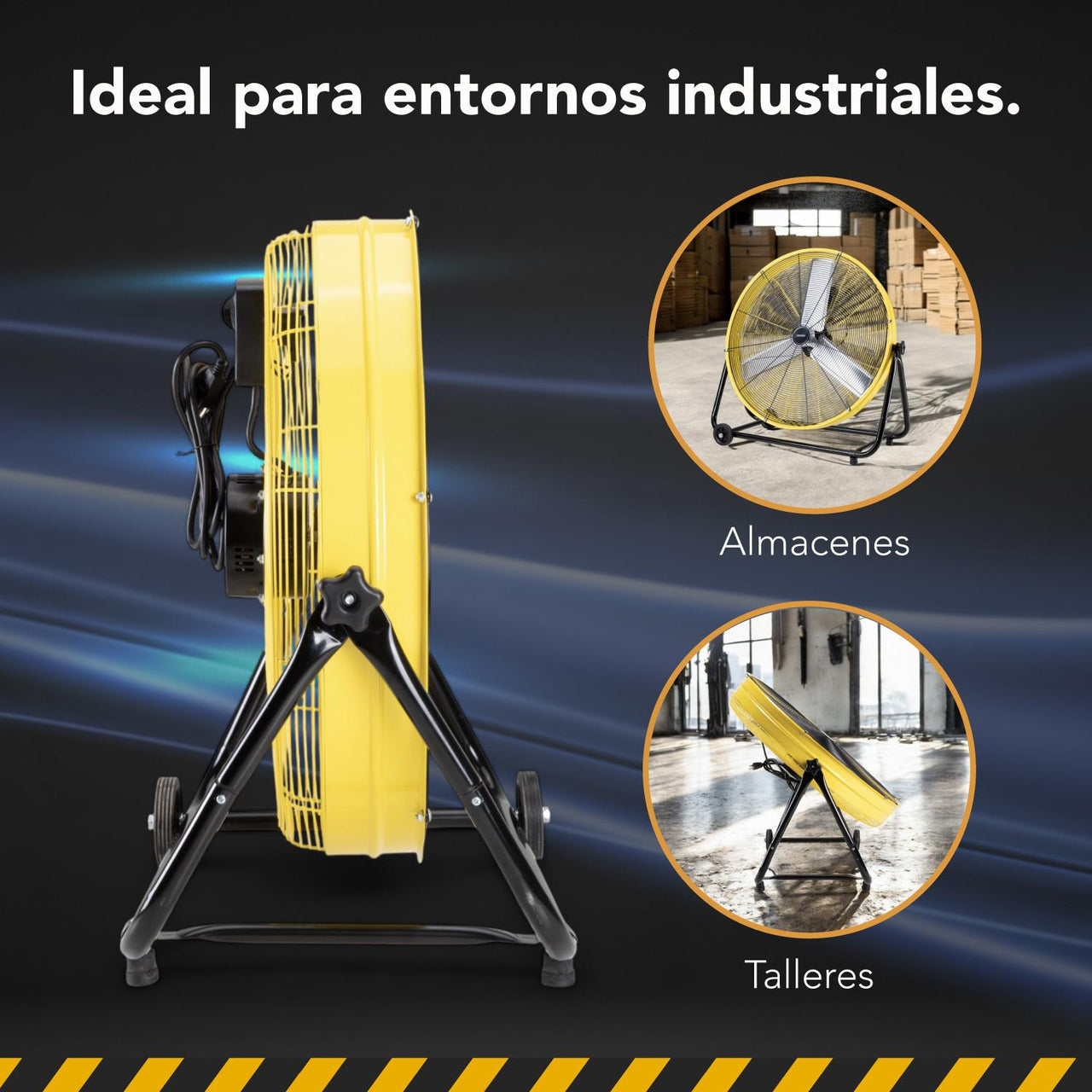 Ventilador De Piso Industrial 24 Pulgadas Aluminio Amarillo