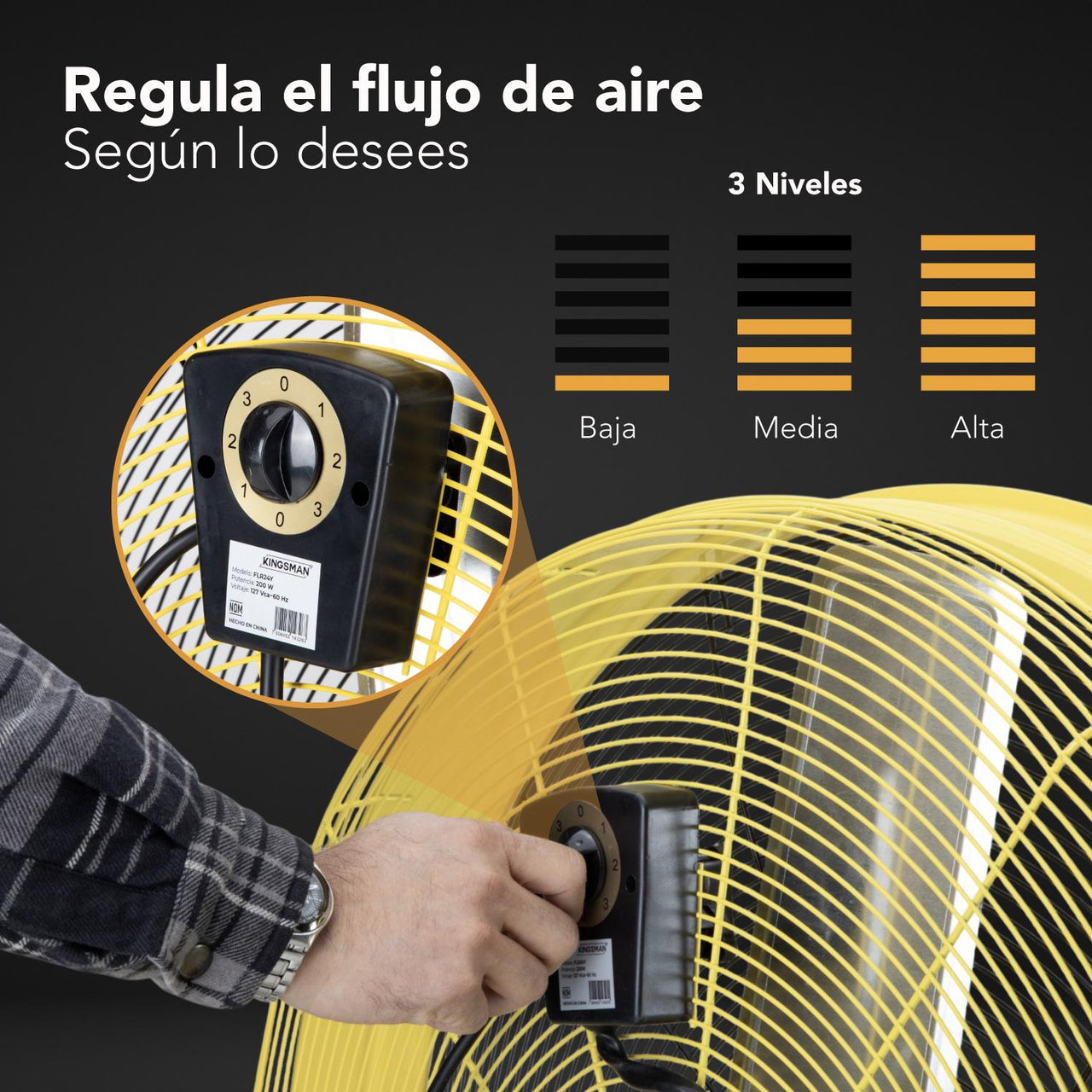 Ventilador De Piso Industrial 30 Pulgadas Aluminio Amarillo