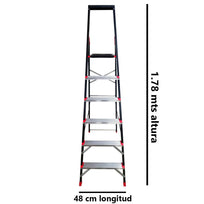 Escalera Tijera Aluminio 6 Escalones Cuerpo Acero Peldaños