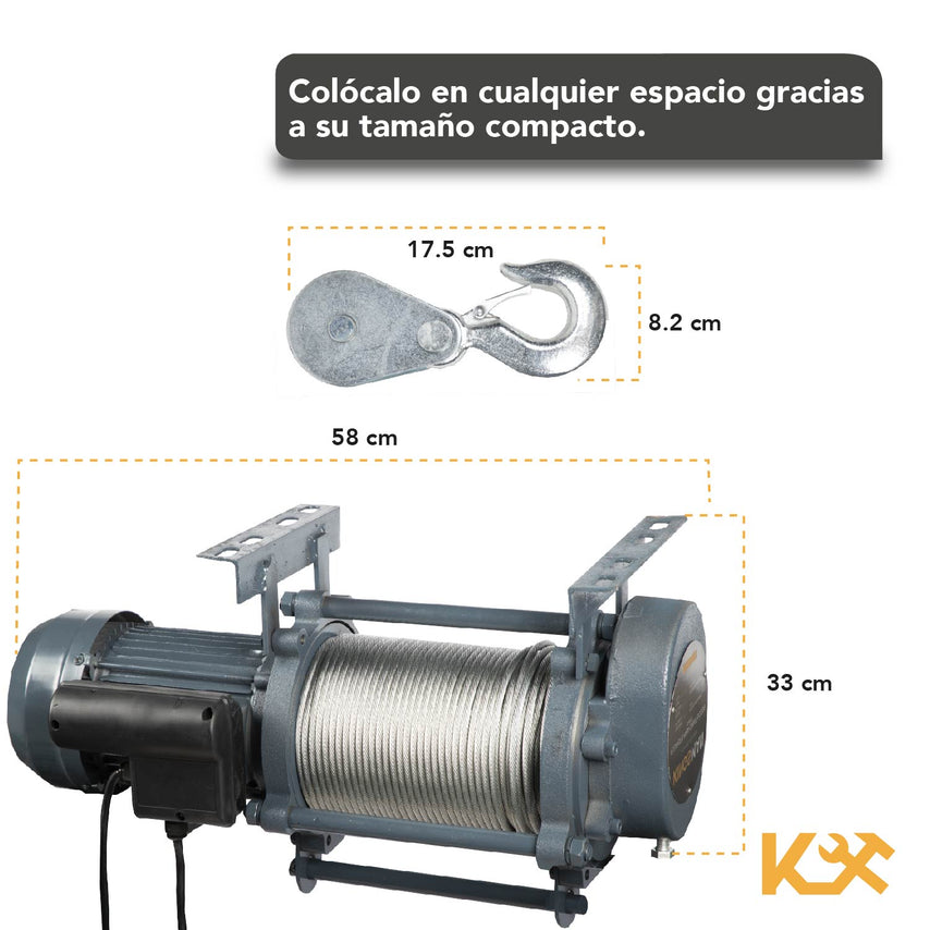 Polipasto Eléctrico Para Construcción Cable 60 m 500 a 1000 Kg 220V