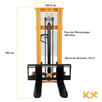 Transpaleta Hidraulica Con Montacargas Cap. 2 Ton Altura 2.5 metros Manual KX-SDCG20 Kingsman