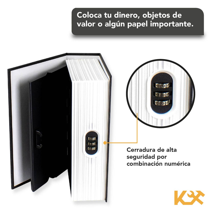 Caja Valor Camuflaje Forma de Libro Plastico 18 cm Con Combinación Negro TS0209M Kingsman