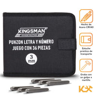 Punzon Letra y Número Juego con 36 Piezas 3 mm Kingsman