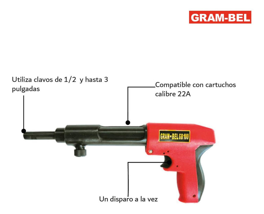 Herramienta Pistola de Impacto Fijacion GB-100 Gram-Bel